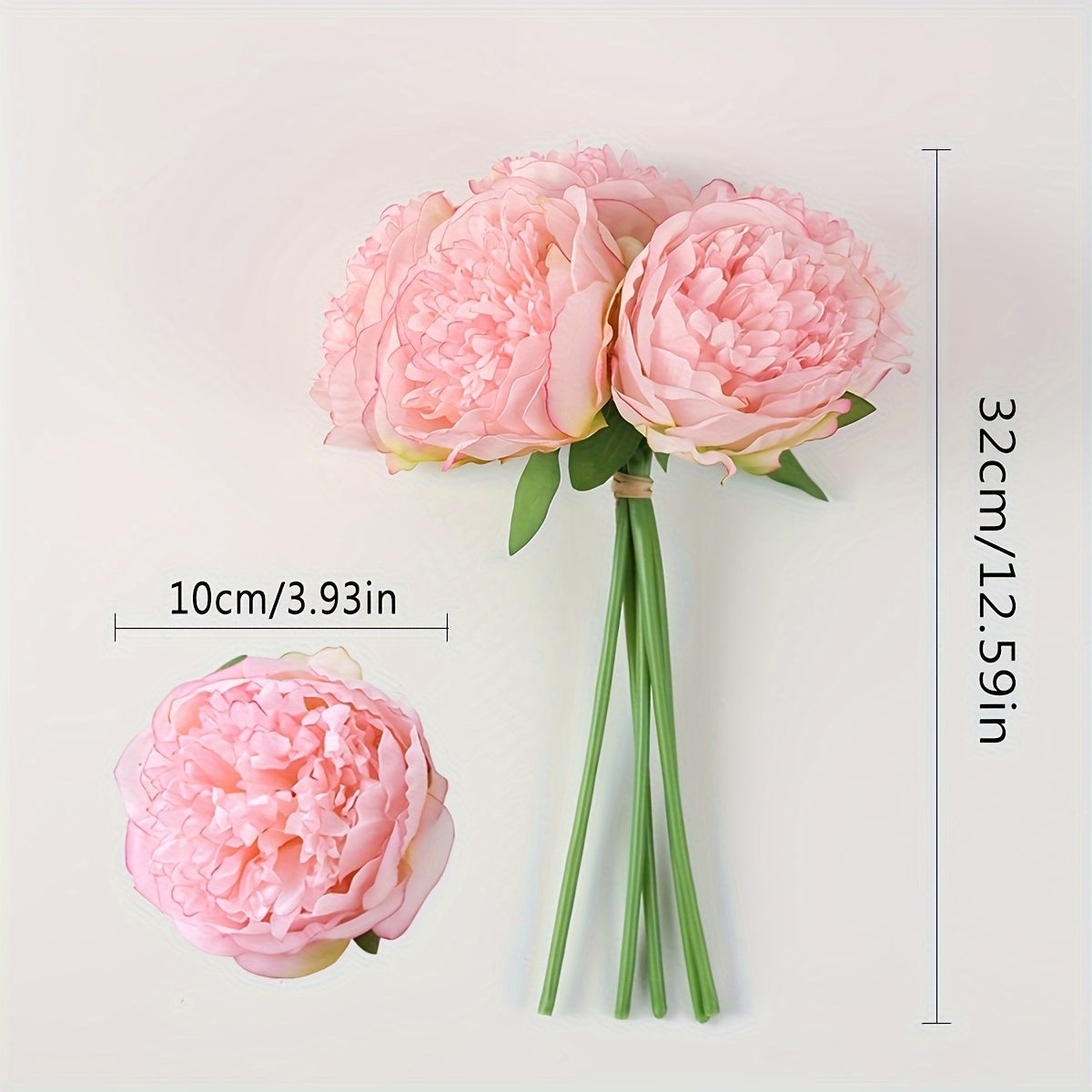 Artificial White Peonies with Wire Stems 32cm for Weddings Home Decor Holidays
