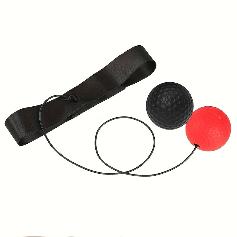Boxing Reflex Ball Set for Adults and Teens Adjustable Headband Hand Wraps Carry Bag Red Black