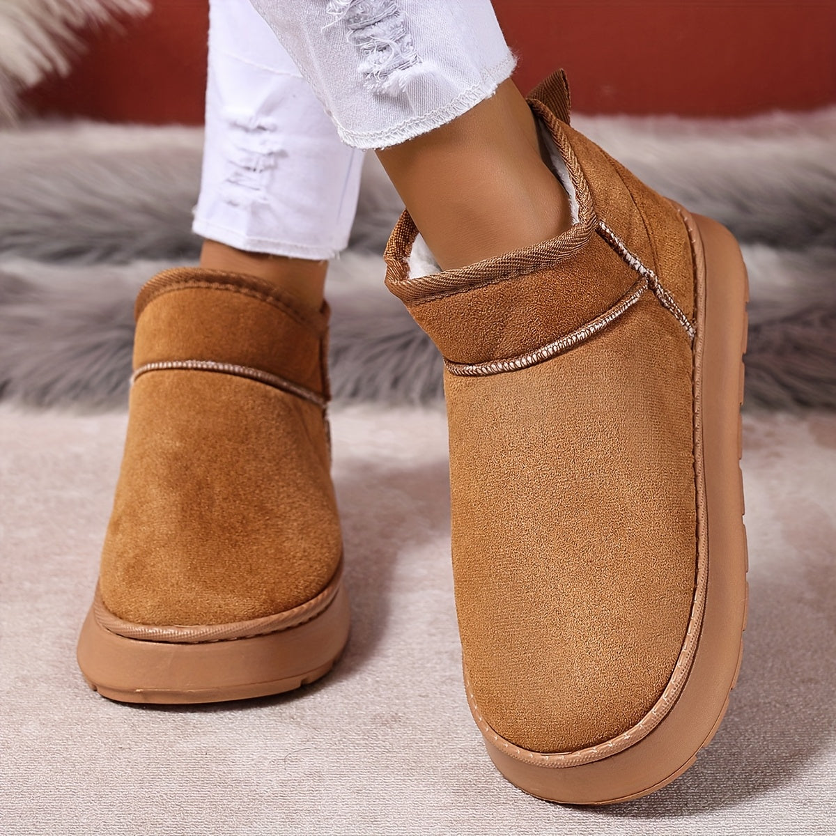Женские плюшевые мокасины-слепоны с подошвой из EVA для зимы, бежевый, черный, розовый, серый