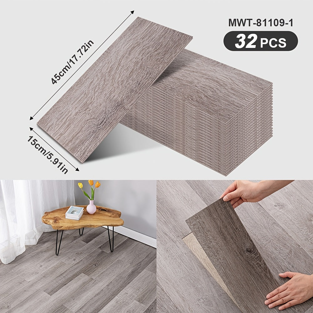 32-Pack Vinyl Flooring Tiles 15x45cm Self-Adhesive Wood Grain Stripes Indoor
