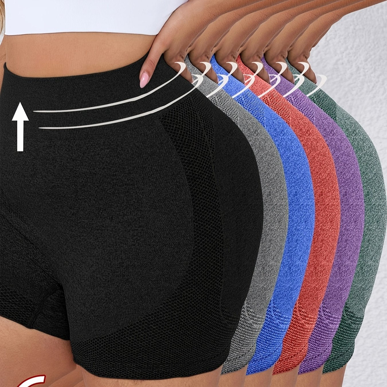 Women's High-Waist Yoga Shorts Plus Size Butt-Lifting Seamless Workout Set