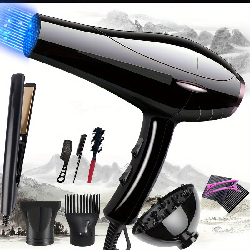 Set profesional de secador de pelo y plancha con difusor y accesorios 2100W 220V enchufe europeo