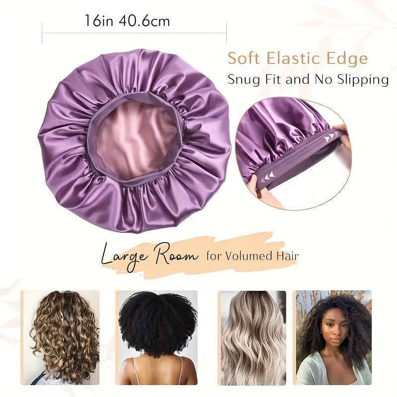 Adult Satin Sleep Bonnet Cap With Wide Elastic Band for All Hair Types