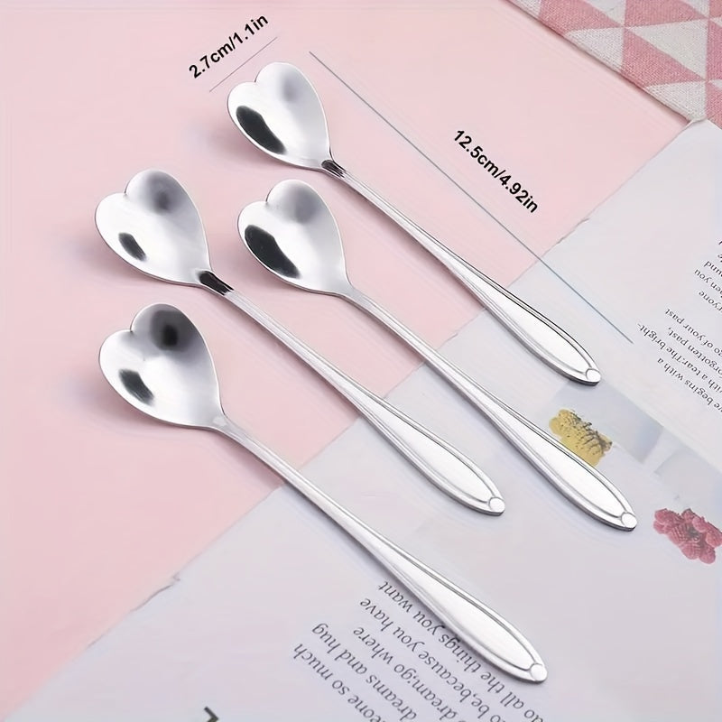 Набор ложек из нержавеющей стали в форме сердца, идеально подходящий для праздничных встреч или повседневного использования на кухне или в ресторане. Отлично подходит для размешивания десертов и кофе. Идеально для рождественских вечеринок.