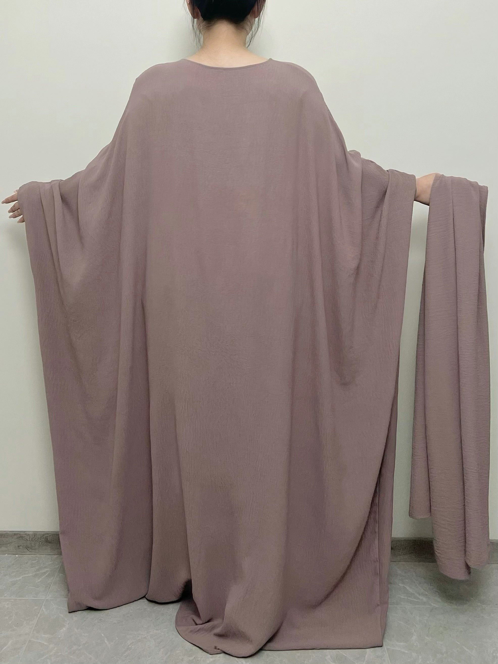 Plus Size Polyester Kaftan Abaya with Hijab Set for Muslim Women