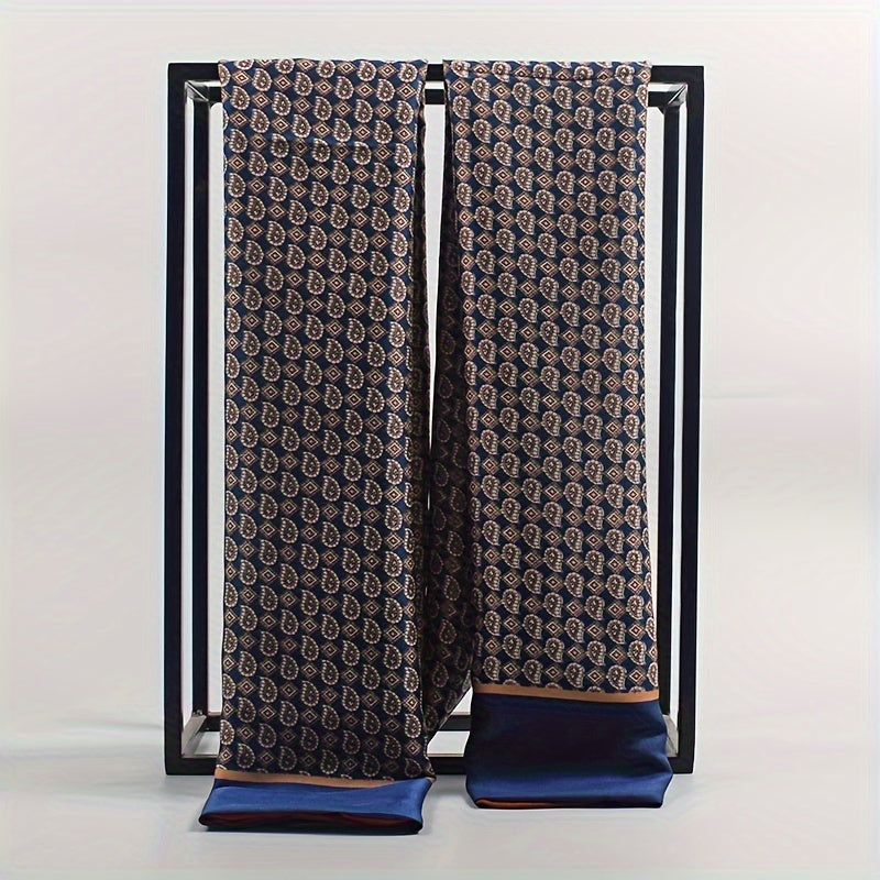 Men's Double Layered Scarf Soft Polyester Fashion Accessory Black