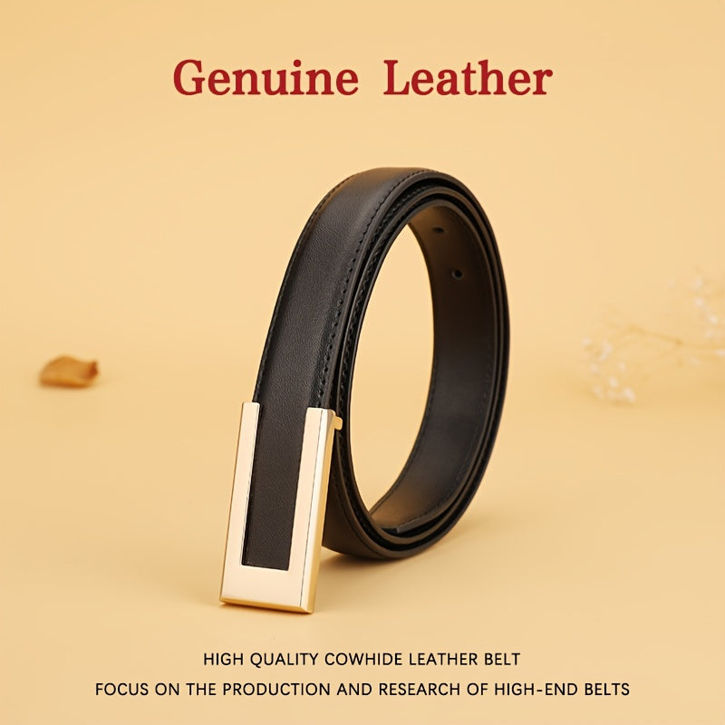 Leather Belt for Men Cowhide Formal Casual Adjustable Black Brown