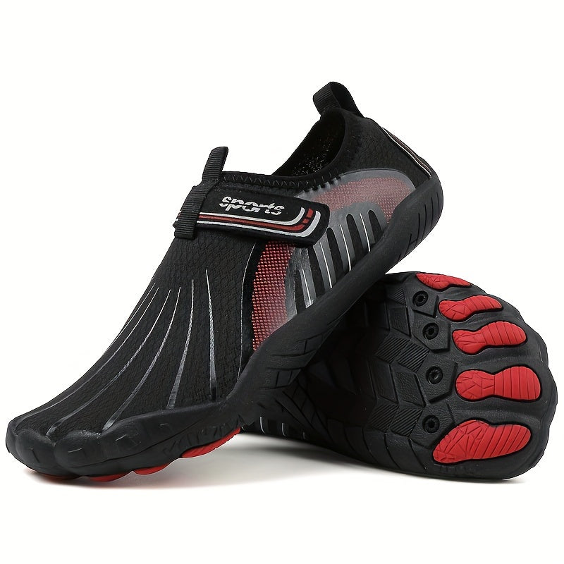 Men's Waterproof Striped Hiking Shoes Breathable Fabric Low Top Outdoor Casual