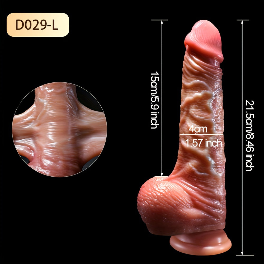 Women Silicone Dildo 21.59cm Foreskin Suction Cup Anal Sex Toy