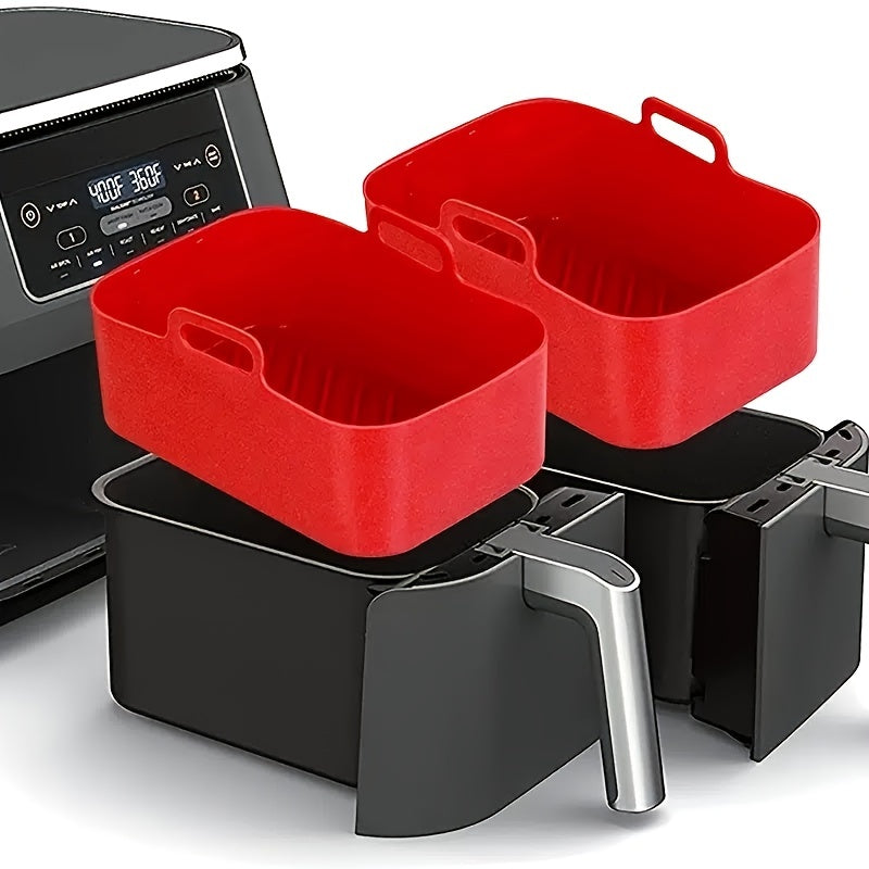 1/2 dona kvadrat havo fritüri silikon qozon oven pishirish panjara uchun, o'lchami 19.48cm x 12.7cm x 6.99cm.