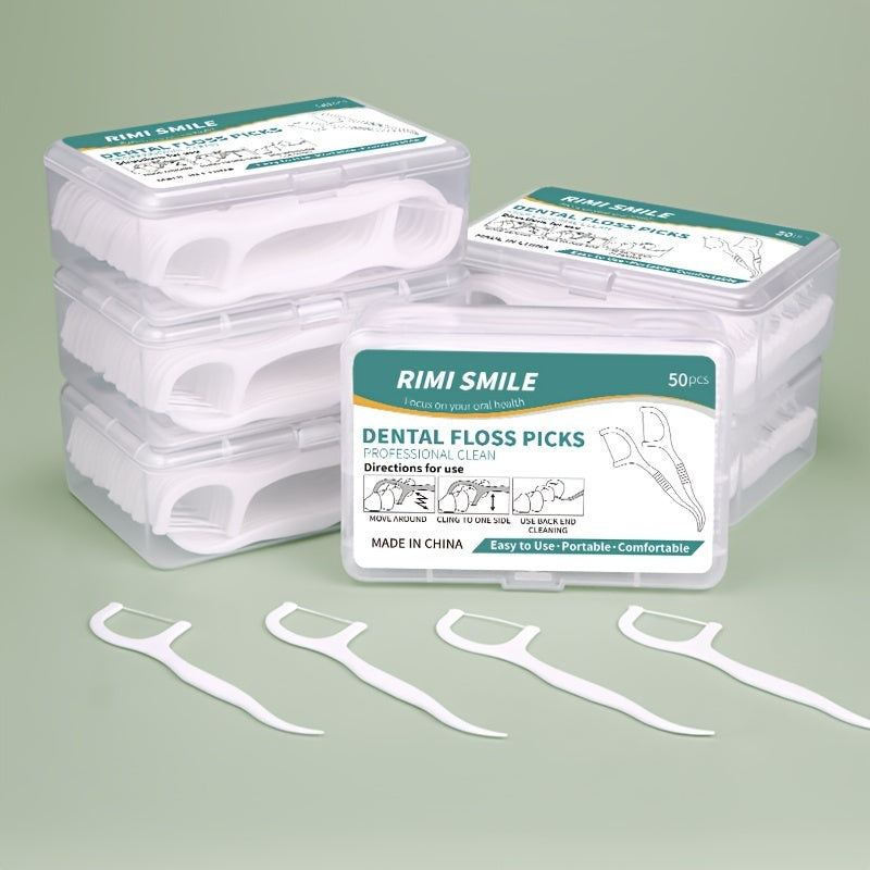 50 Pack Dental Floss Picks Deep Clean Floss Portable Disposable Oral Care