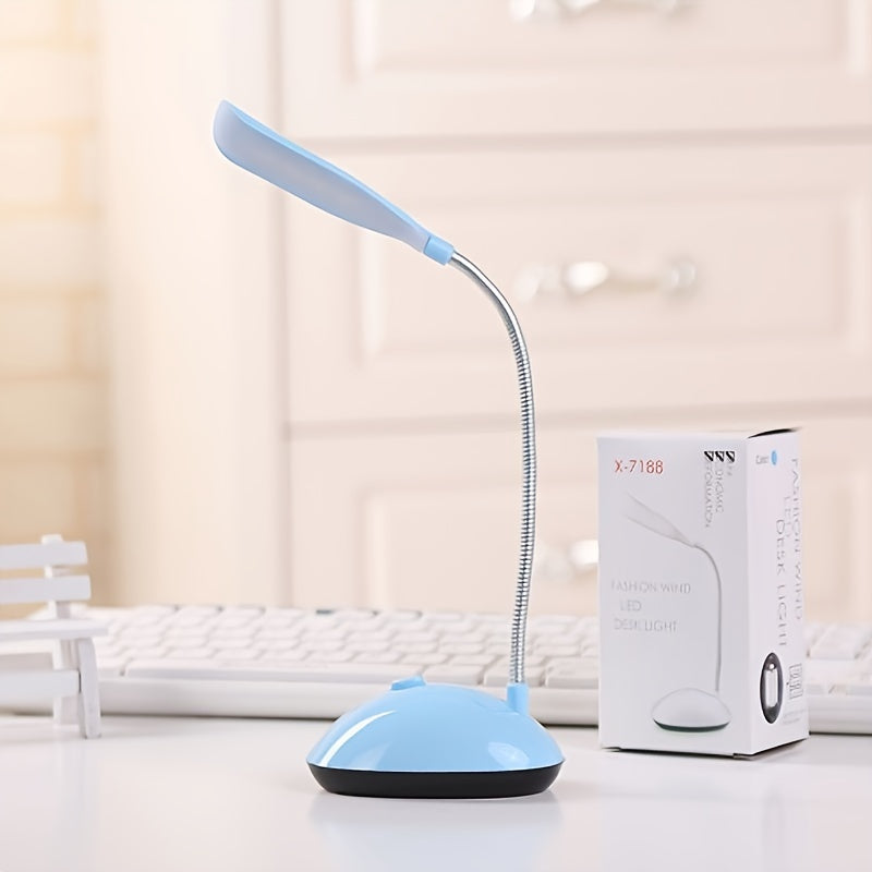 Portable LED Desk Lamp Foldable Eye-Care Mini Table Light Adjustable Angle Battery Operated White