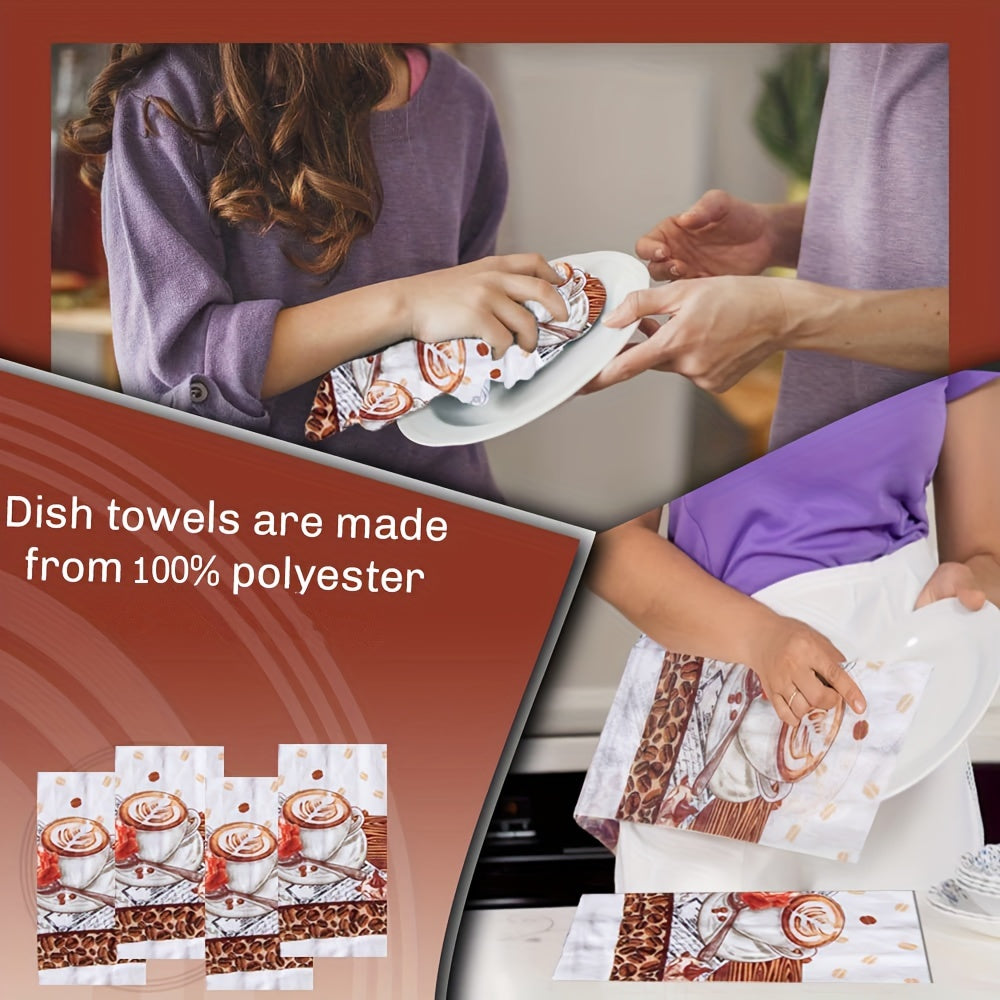 Kofe sevuvchilarning oshxona sochiqlari Latte va Cappuccino san'ati to'plami, kafe dekoratsiyasi yoki uyga qabul qilish uchun