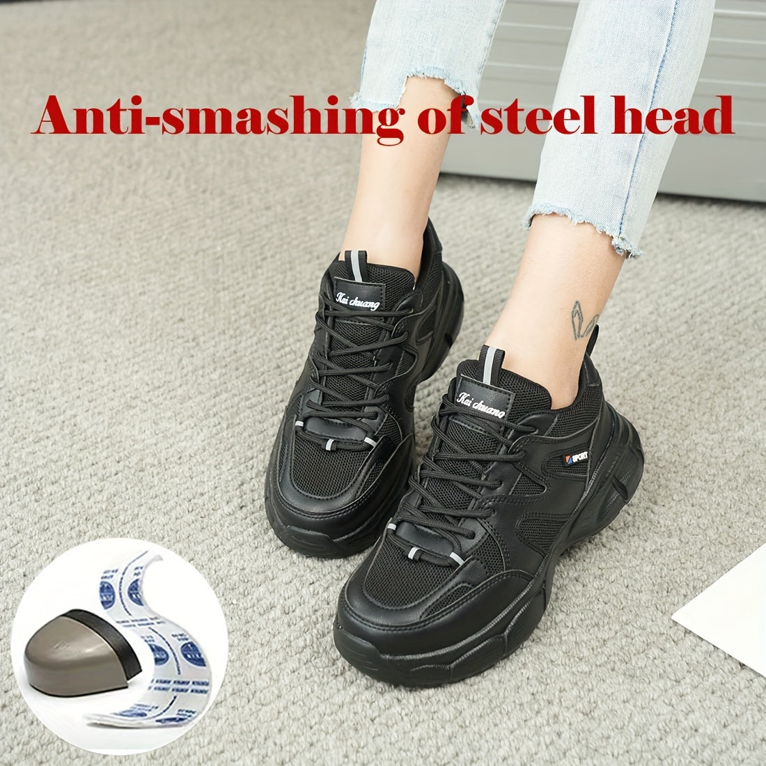 Women's Safety Shoes Steel Toe Anti-Smash Lightweight Work Shoes