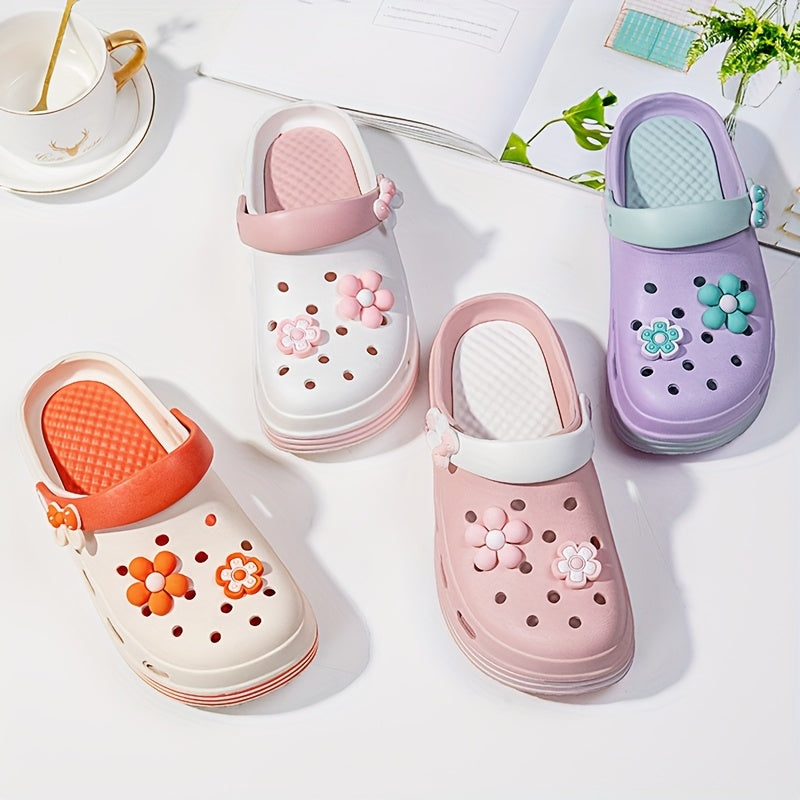 Women's Floral Embellished EVA Slip-On Clogs Breathable Non-Slip Sandals