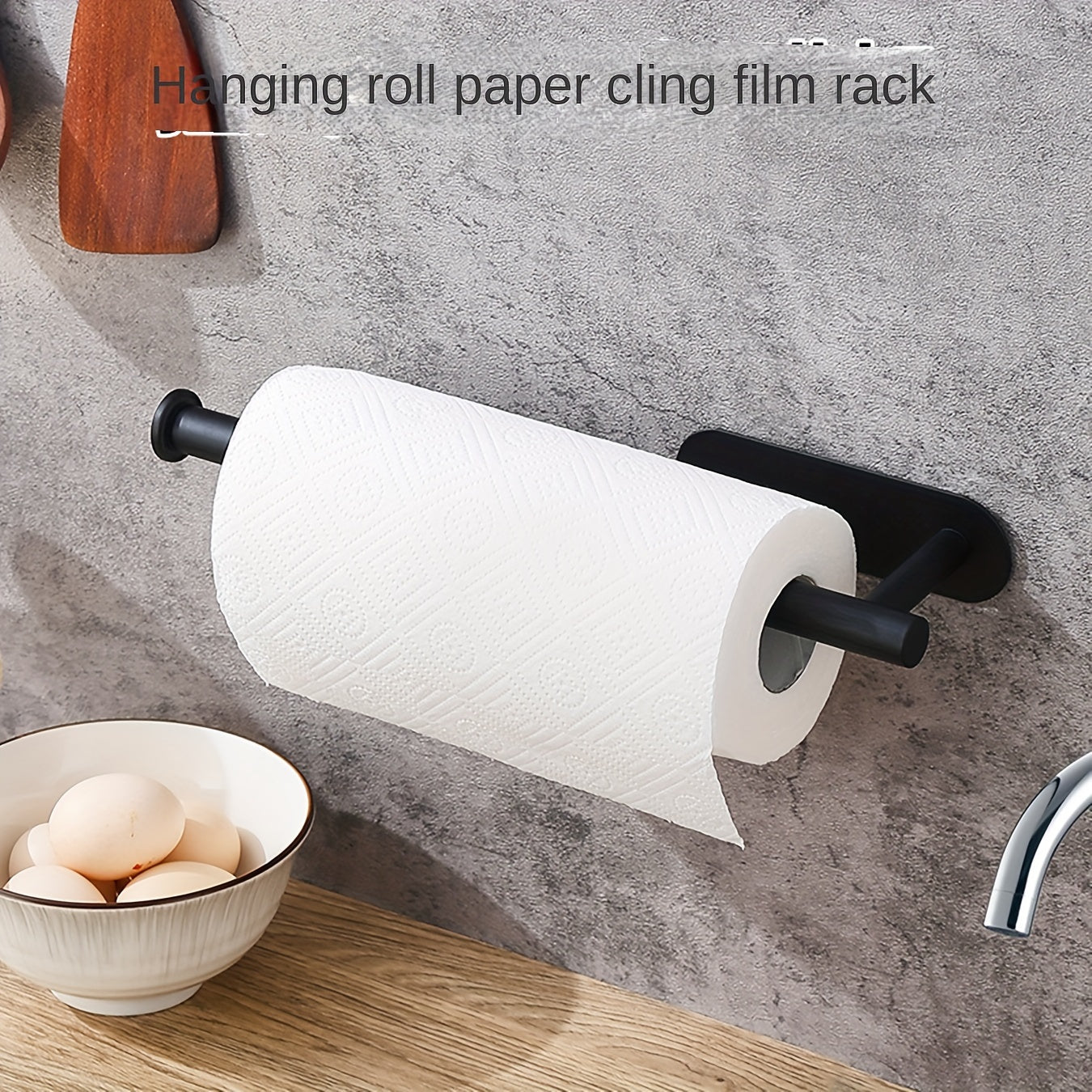 Kitchen Paper Towel Holder Dual Roll Capacity Black Plastic Wall Mount Organizer for Kitchen Bathroom