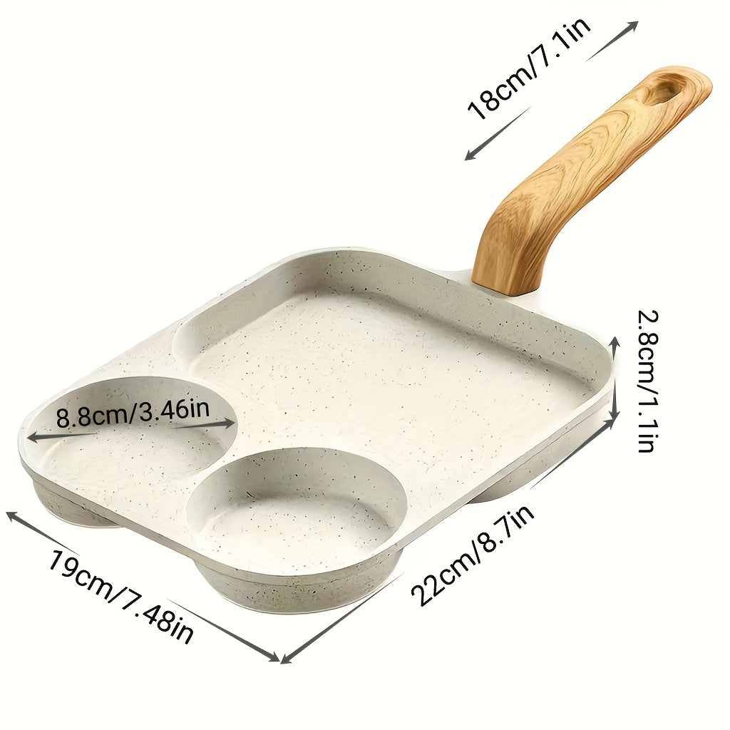 Non-Stick 3-in-1 tuxum va burger qovurish panosi Maifan tosh qoplamasi bilan - Qora alyuminiy alloy