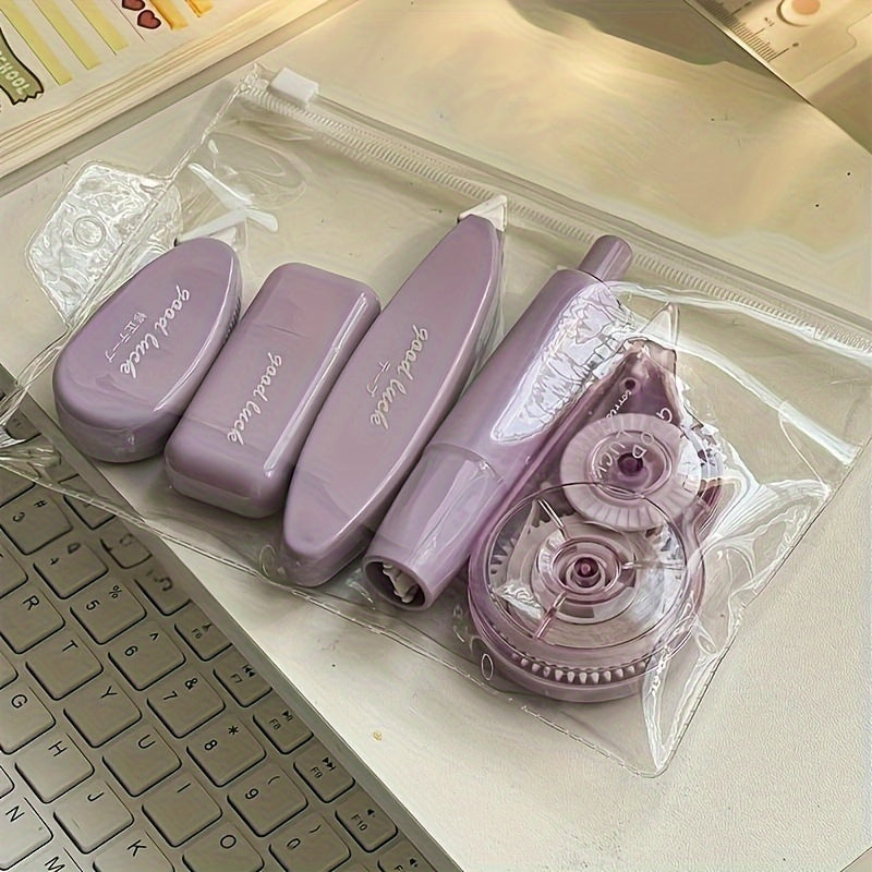 Juego de 5 cintas correctoras de degradado verde lima de gran capacidad, dispensador duradero de PP para escuela y oficina