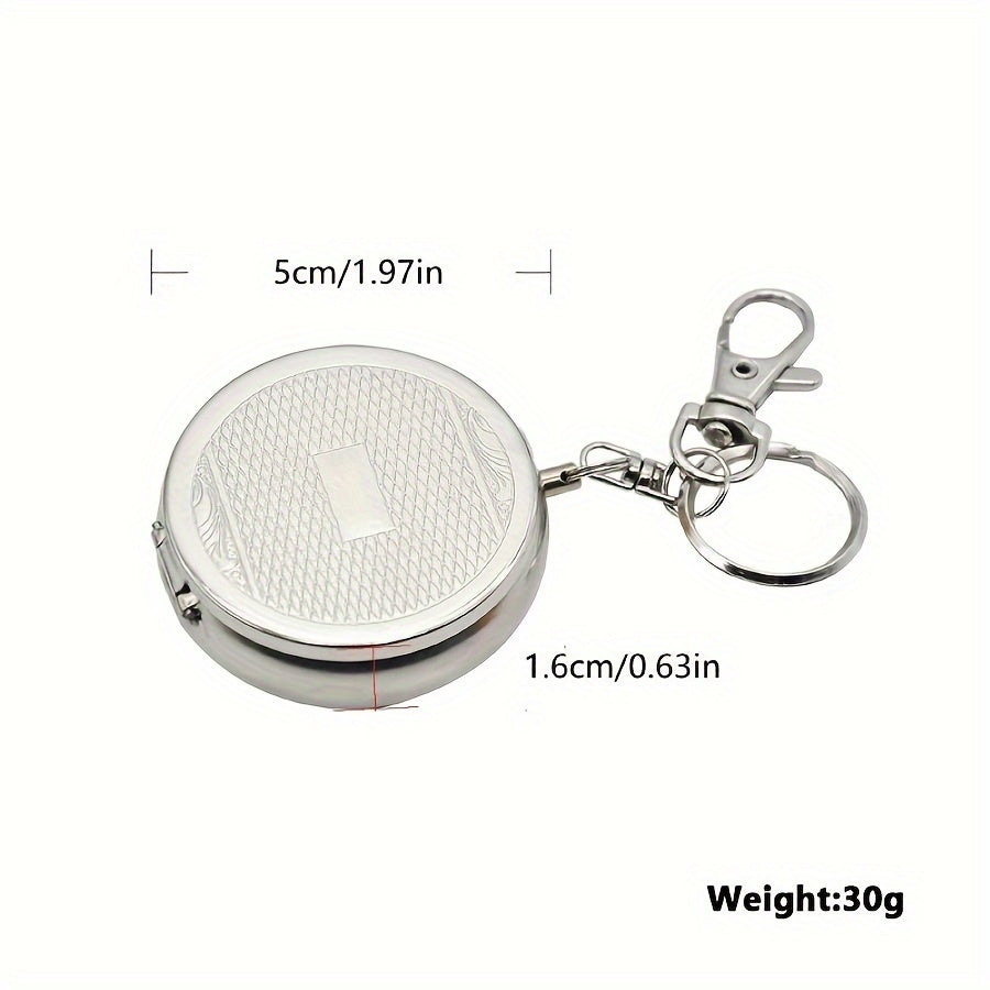 Stainless Steel Round Ashtray with Key Ring No Battery Required