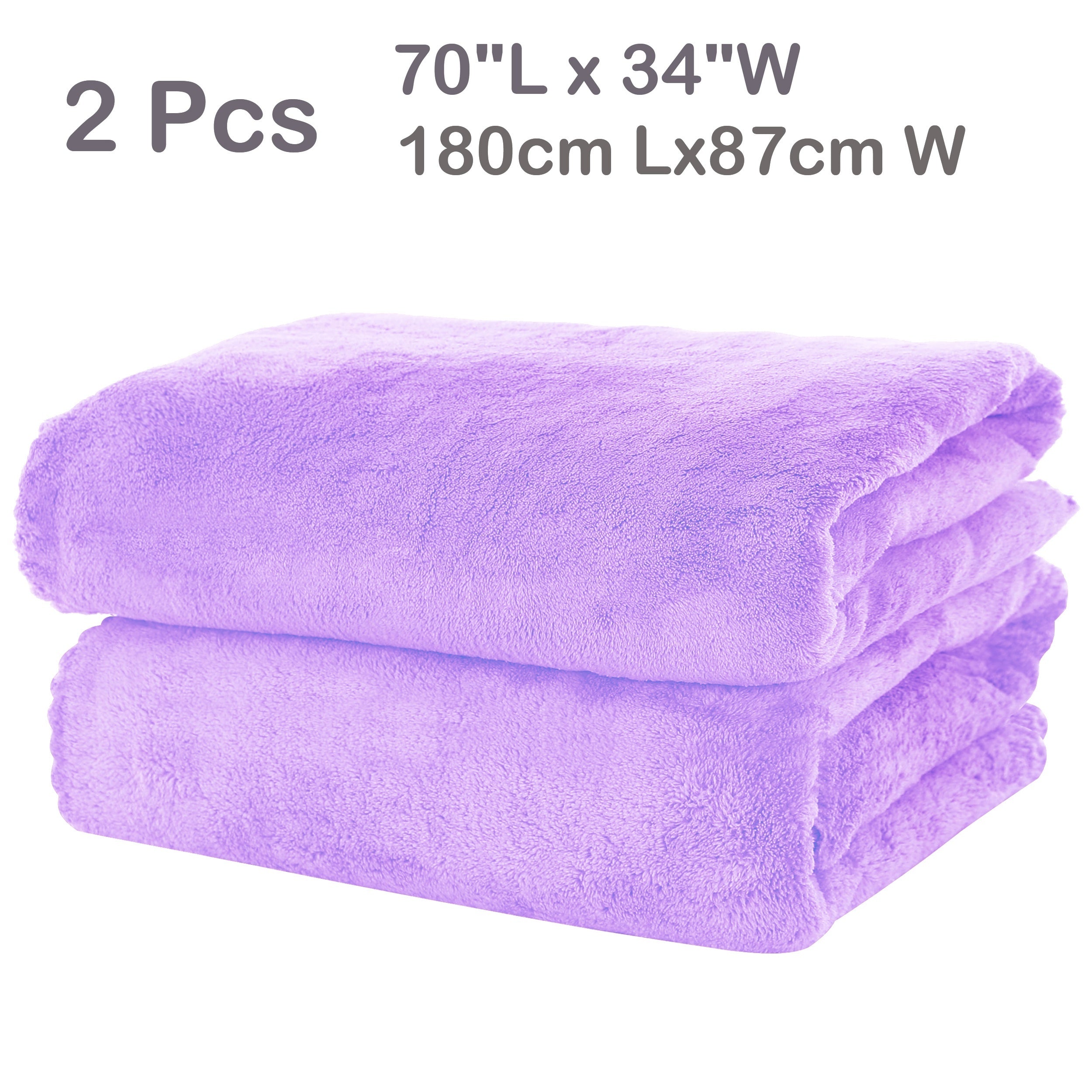 2-Piece Polyester Coral Velvet Bath Towel Set Highly Absorbent Soft for Bathroom Fitness Travel