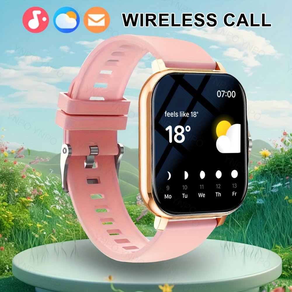 Smartwatch for Men and Women Wireless Calling Sports Modes Camera Control Message Notifications Ultra Thin Borderless Design Compatible with Android and iPhone