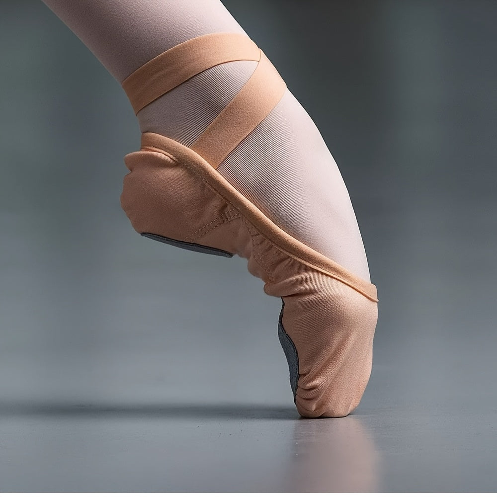 Women Ballet Dance Shoes Mesh Upper Lace-Up Strappy Back Microfiber Sole