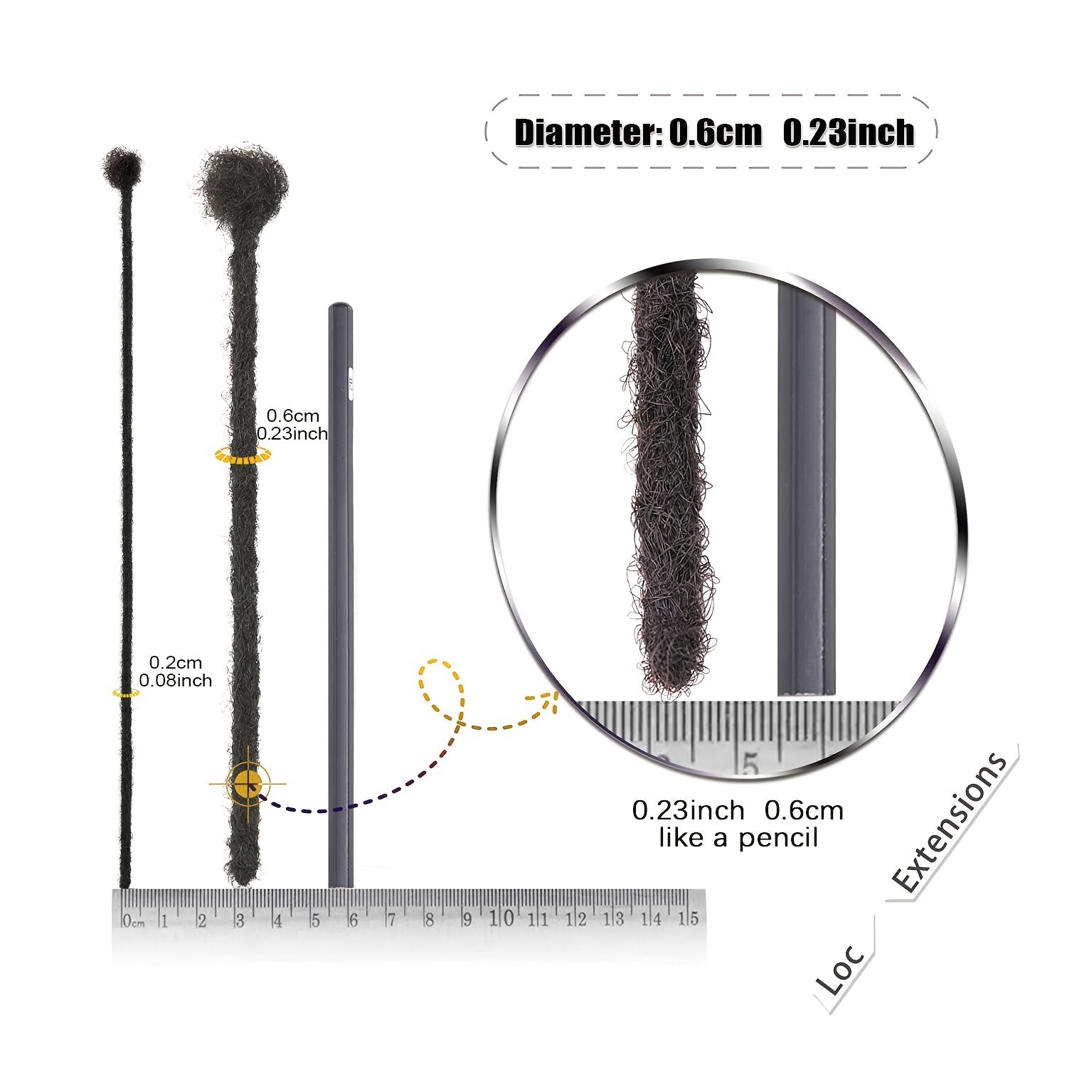 Handmade Dreadlocks Extensions 10 Strands Human Hair Dyeable Curly Twisted