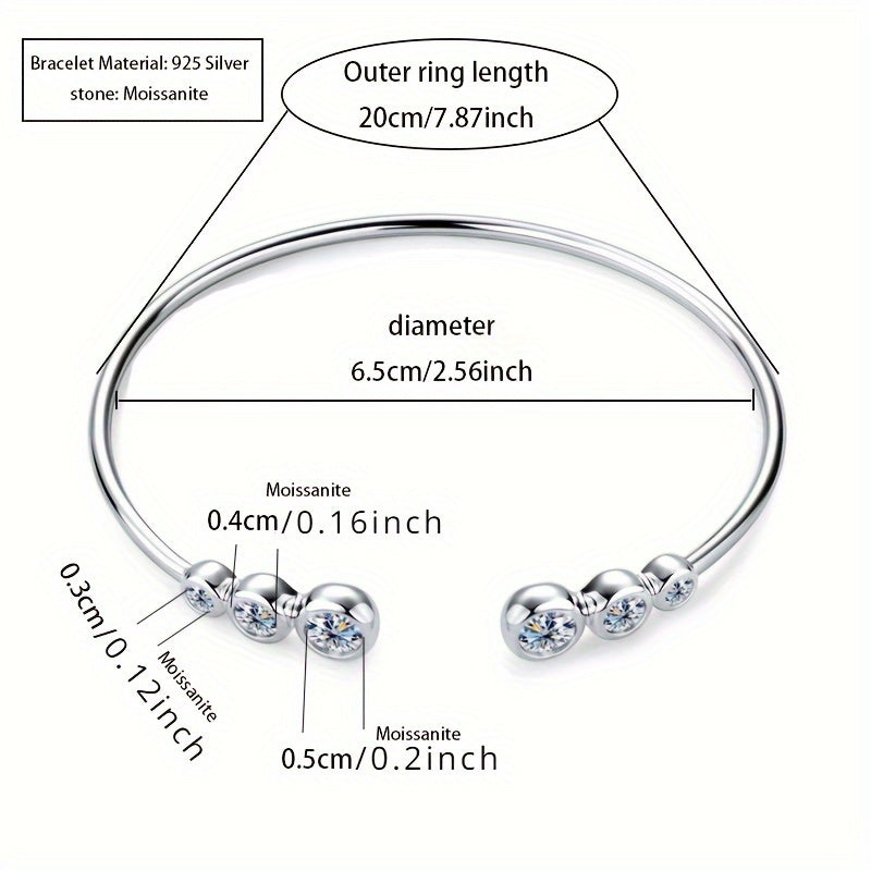 Uniseks Sterling kumush Moissanite bilan bezatilgan bilaguzuk Klassik Evropa uslubi