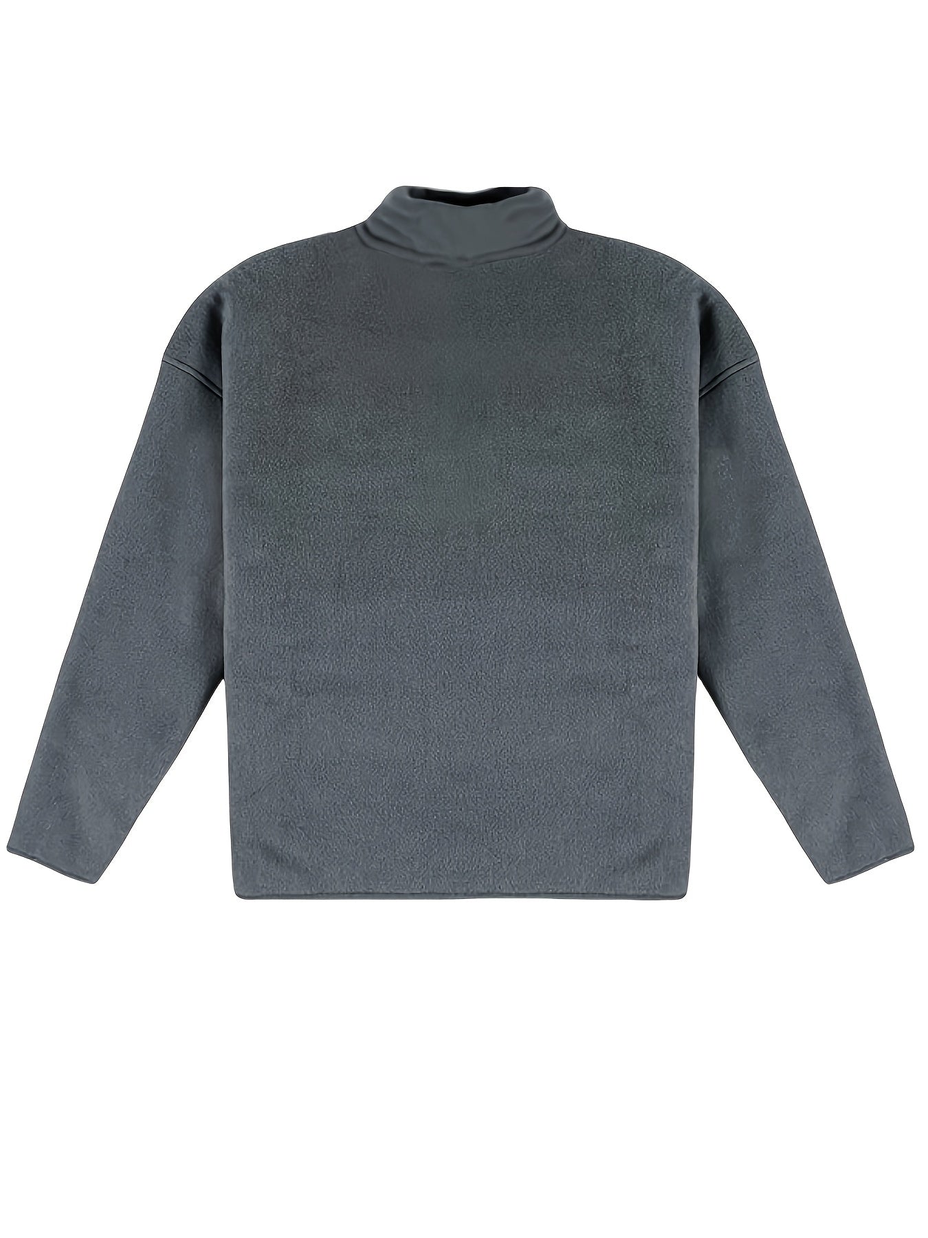 Men's Winter Windproof Fleece Pullover with Stand Collar Long Sleeves Zipper Pattern