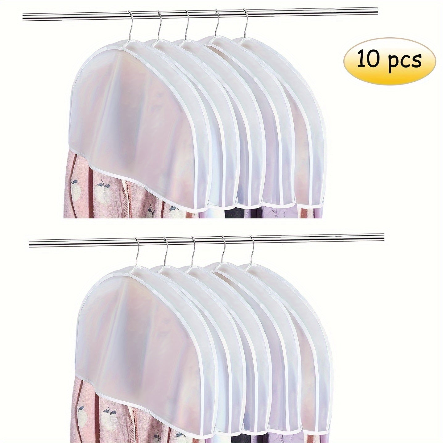 Set of 10 Transparent Garment Storage Bags for Suits Shirts Dresses Coats