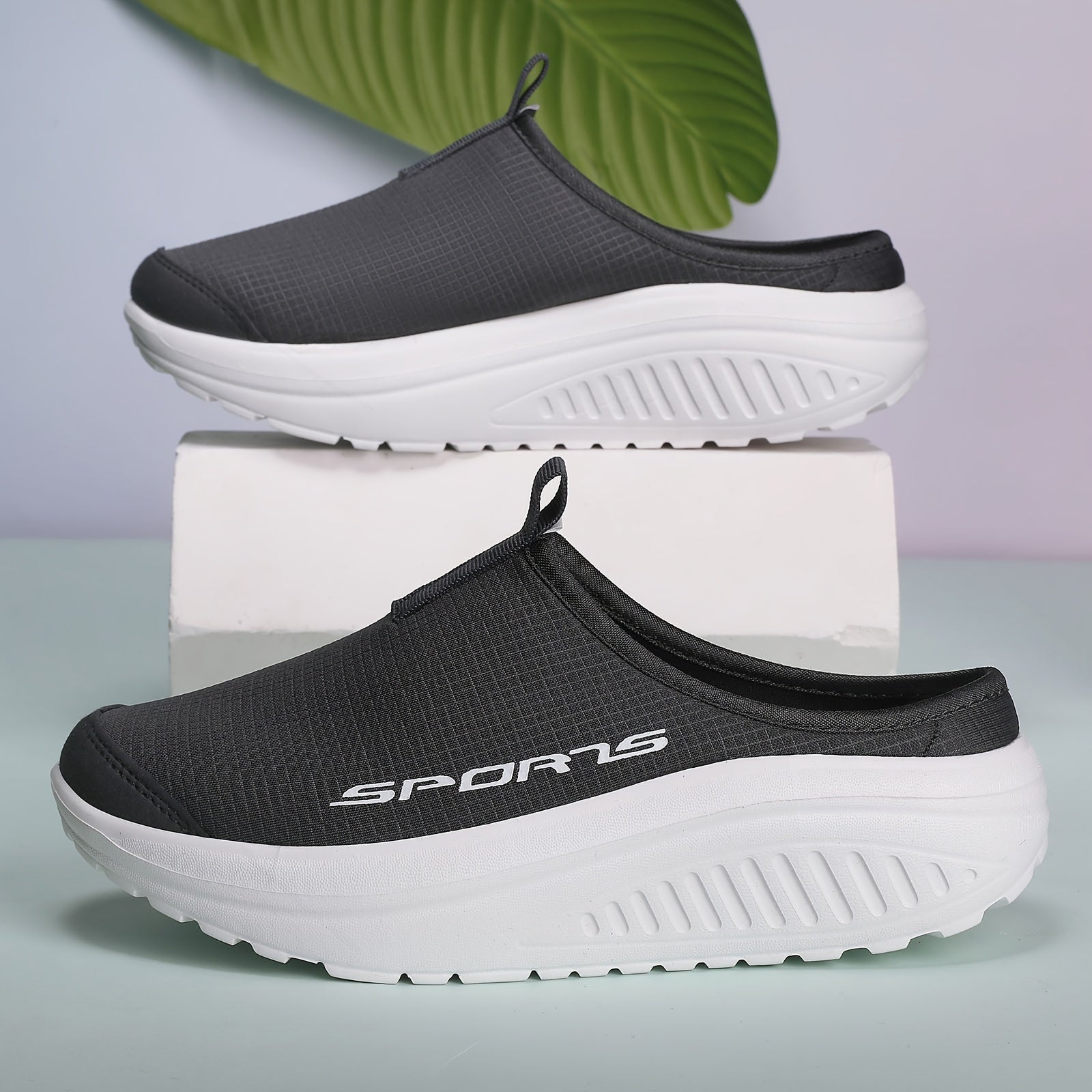 Women's Breathable Mesh Slip-On Sneakers Black Athletic Walking Shoes