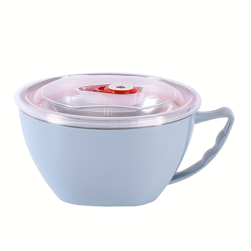 Stainless Steel Noodle Bowl with Lid and Handle for Rice Soup and Noodles