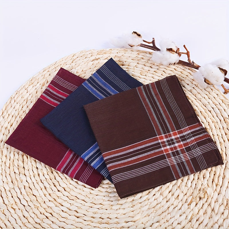 Men's Assorted Dark Color Polyester Handkerchiefs 12 Pack Woven Squares
