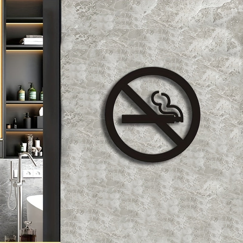 Acrylic No Smoking Sign Black for Restaurants Malls Public Areas Door Mount