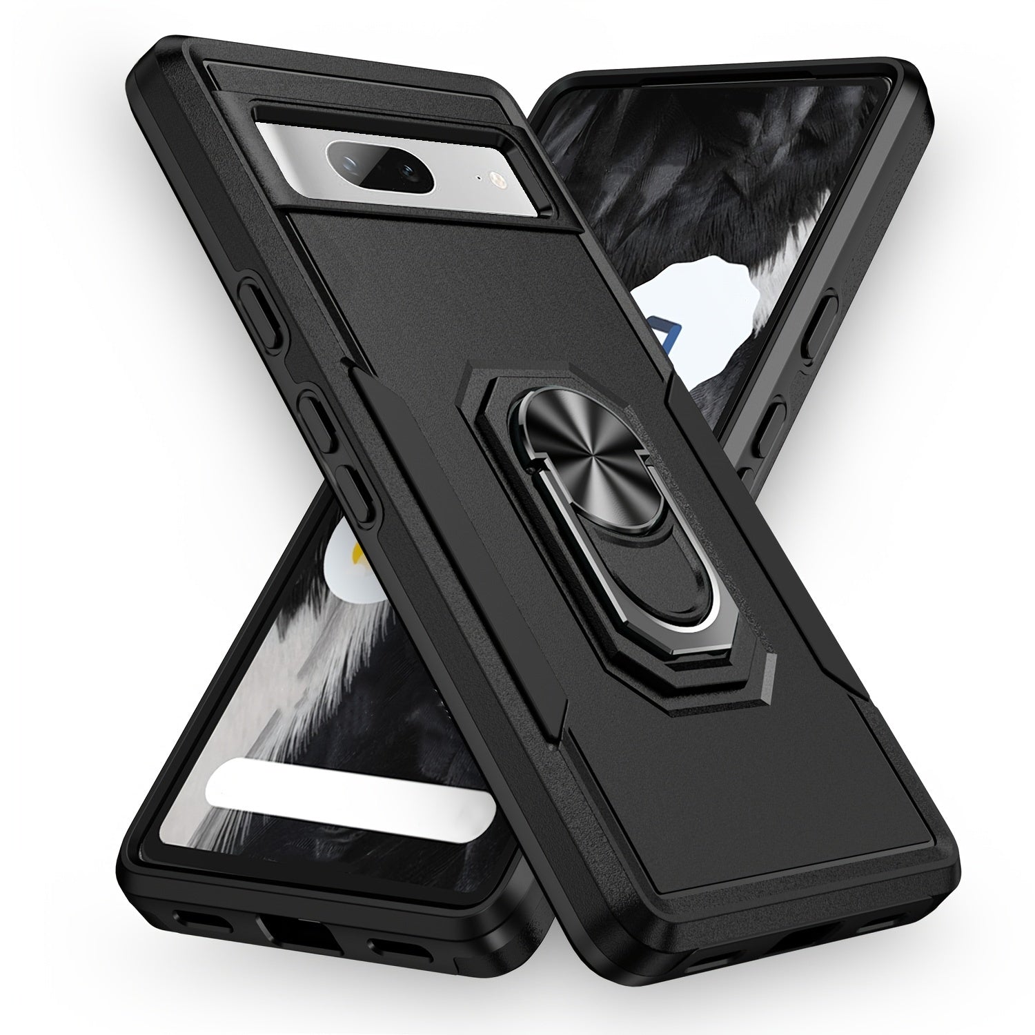 Shockproof Magnetic Phone Case with Metal Ring for Google Pixel 6 7 8 6a 7 Pro 8 Pro 8a