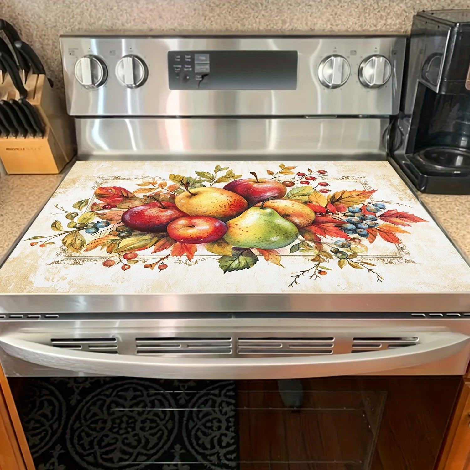 Fruit-Themed Gas Stove Top Panel Durable Heat Scratch Resistant Modern Kitchen