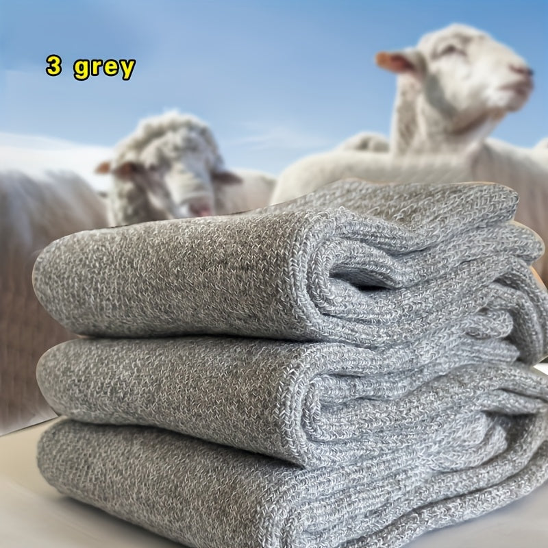 Winter Socks for Men and Women Thick Warm Knit Polyester Blend in Dark Blue Gray Light Brown Green