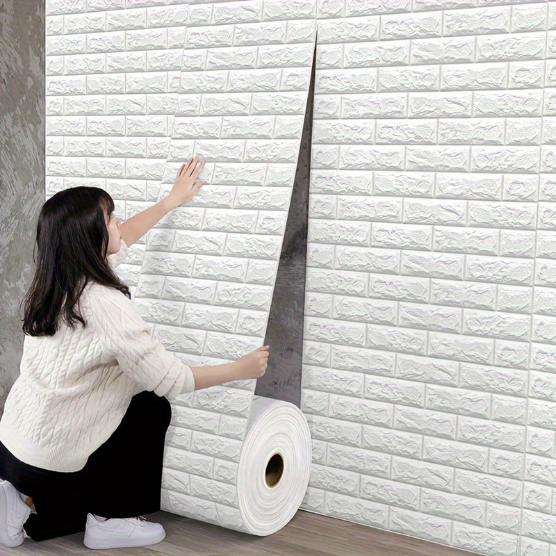 Self-Adhesive 3D Brick Foam Wall Stickers Waterproof Moisture-Proof Vinyl for Living Rooms Kitchens Bedrooms Offices