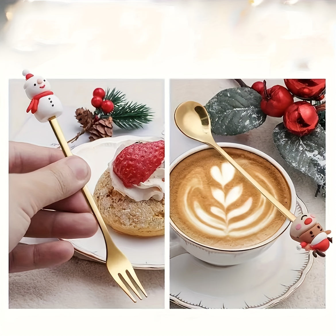 Set of 4/6 Stainless Steel Spoons with Cartoon Figurines for Holidays and Daily Use