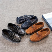 Kids' Boys Loafers Slip-On Shoes All-Season Lightweight PU TPR Plaid Embroidered British Style