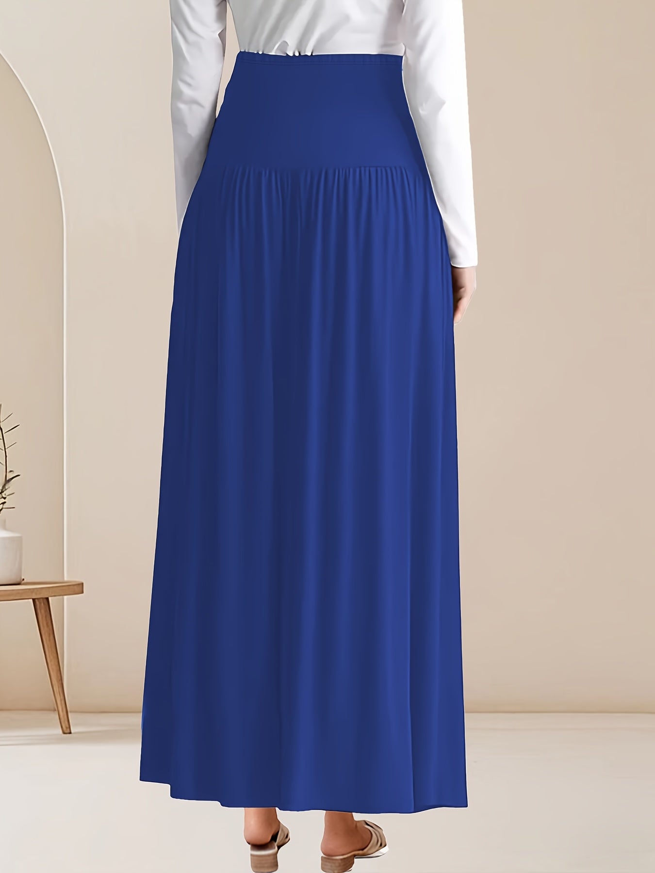 Plus Size Women's Maxi Skirt High-Waisted Long Flowy Red Casual Office Dress