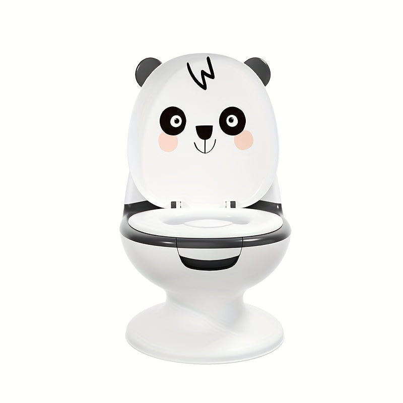 0-3 yoshdagi bolalar uchun Panda dizayni, plastik material, flush ovoz xususiyati, qulay ko'tariladigan o'rindiq va qulay mato tutqichi bilan potty trening stuli