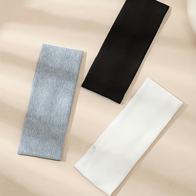 Unisex Sporty Polyester Spandex Headbands 3-Piece Set for Workout Yoga Running