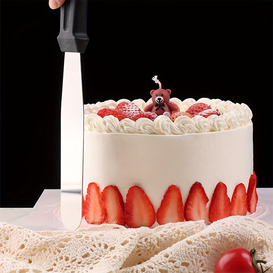 Set of 3 Stainless Steel Cake Scrapers for Decorating, Straight and Curved