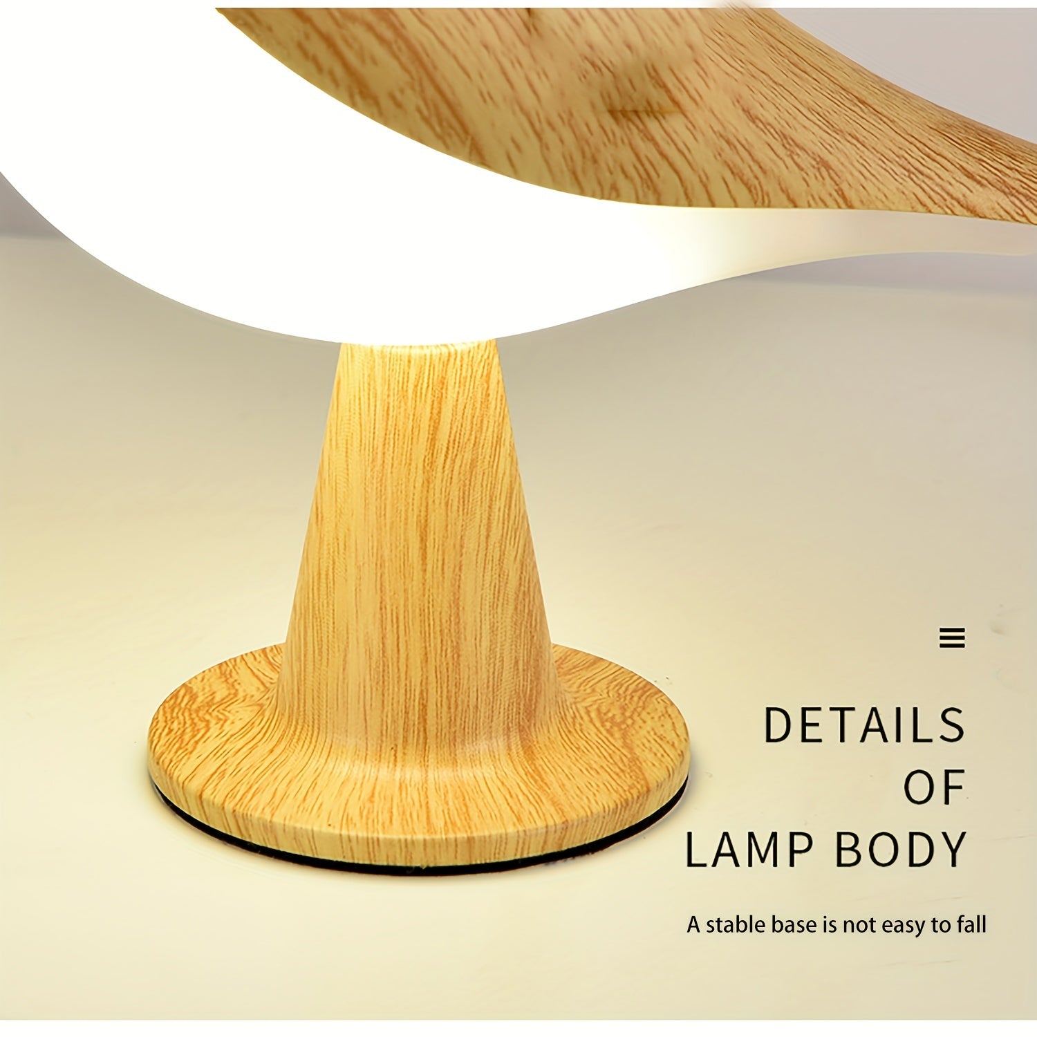 Art Deco Bird LED Table Lamp with Touch Night Light Rechargeable Lithium Battery and USB Cable in Maple Leaf Color