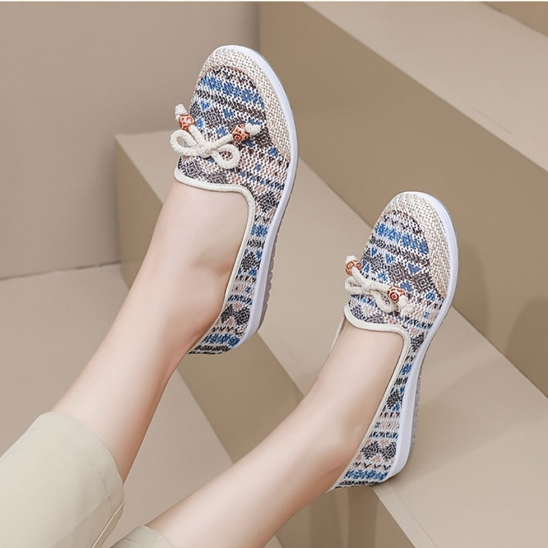 Women's Breathable Canvas Flats Lightweight Slip-On Casual Shoes