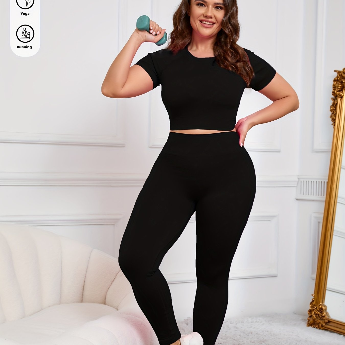 Women's Plus Size Seamless Nylon Yoga Set with Shorts and Leggings