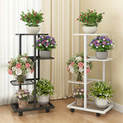 Metal Plant Stand with Wheels for Indoor Outdoor Balcony Living Room Holds 5 Pots