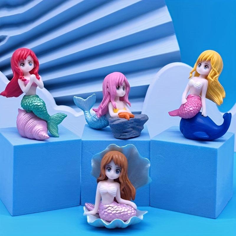 Miniature Mermaid Statues for Aquarium Decoration Moss Landscape Handicraft Ornaments Set of 2 or 4