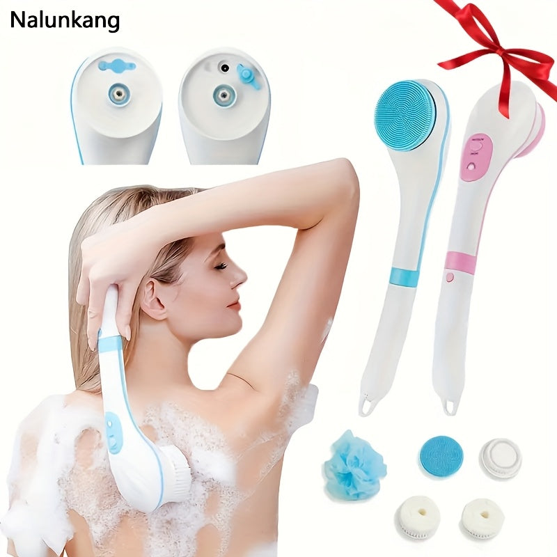Electric Body Brush with 6 Intensity Levels 5 Heads Long Handle USB Rechargeable